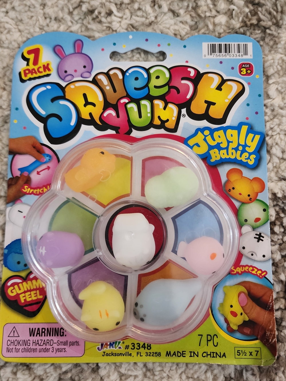 JARU Squeezy Yum Jiggly Babies 7-Pack — Pastel Multi-Color. Brand NEW